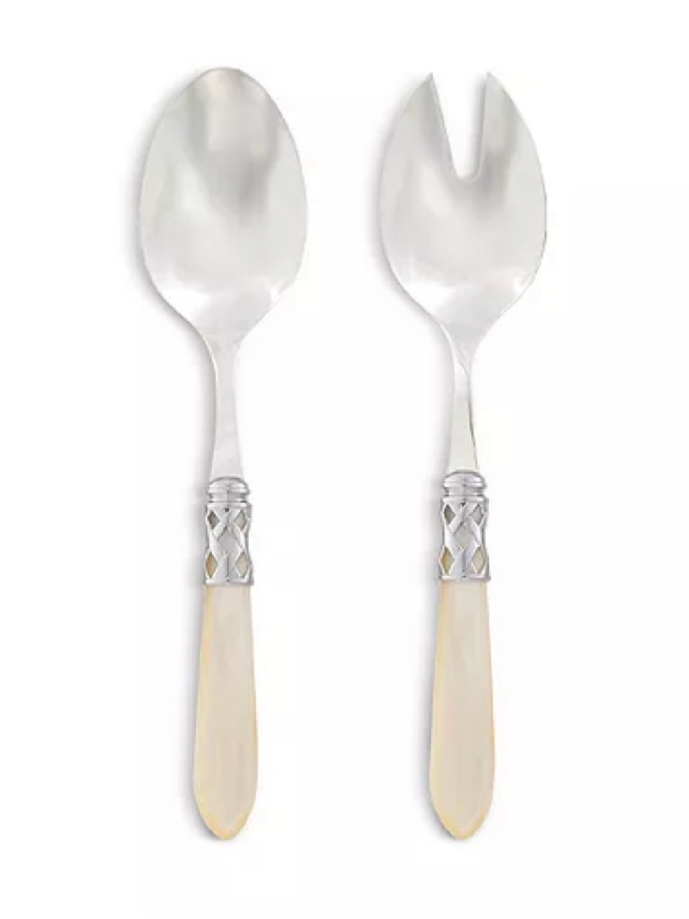 NEW Vietri Aladdin Brilliant Ivory Salad Server Set
